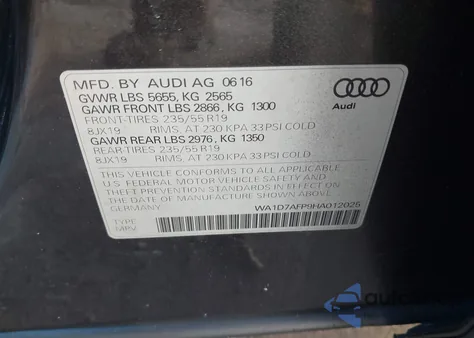 2017 Audi Q5 3.0T Premium Plus z USA, uszkodzony, nr VIN WA1D7AFP9HA012025